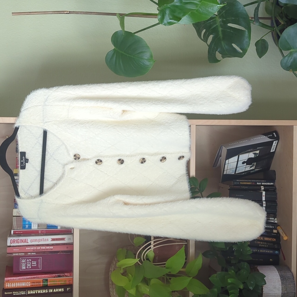 Ivory Eyelash Knit Cardigan Sweater